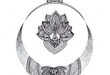 Mandala, flor de loto y luna.